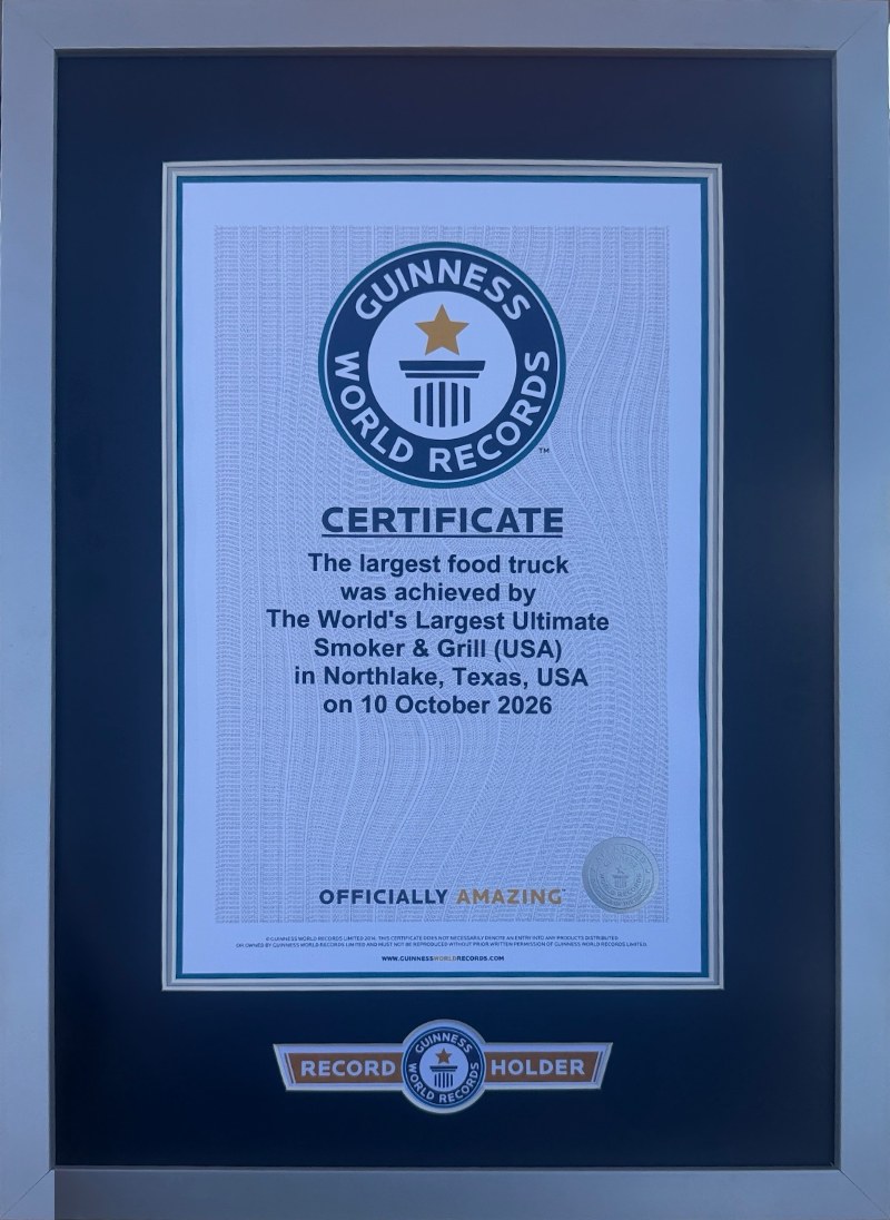 Guinness World Records certificate: The largest food truck