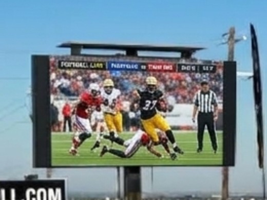 The 13 x 7 ft screen running live football