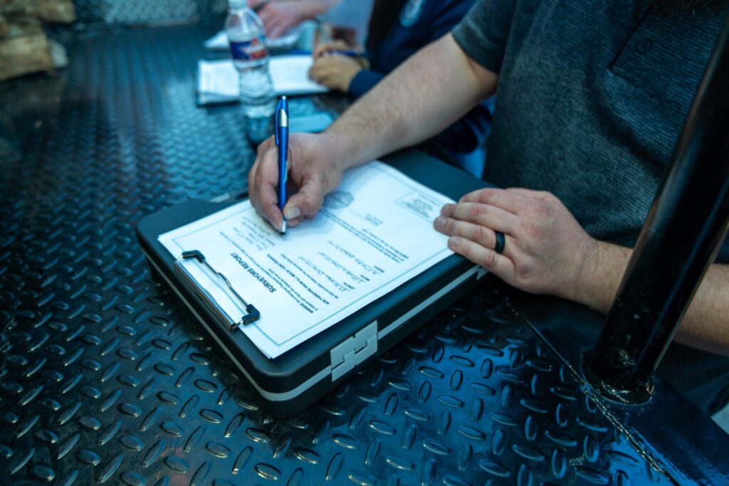 Signing the Guinness World Records paperwork